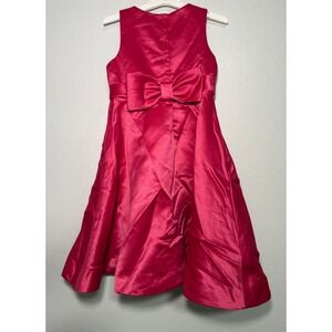 Janie and Jack Girls Hot Pink Satin Bow Special Occasion Dress Size 4T